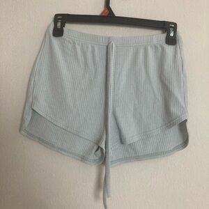 Shein EZwear knot waist asymmetrical hem rib-knit shorts